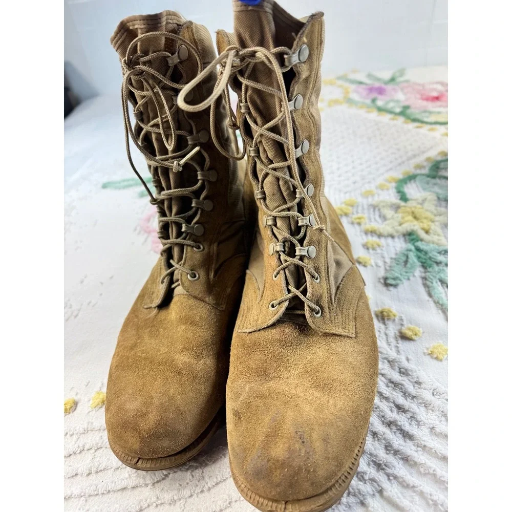 Tactical Military Combat Boots Coyote Tan Suede Nylon Ripple Sole Mens 12 R